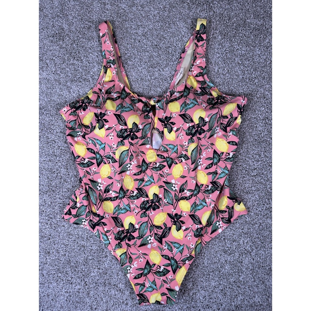 Loralette Floral One Piece‎ Swimsuit Pink Built in Bra Cut Out Beach Resort 2X